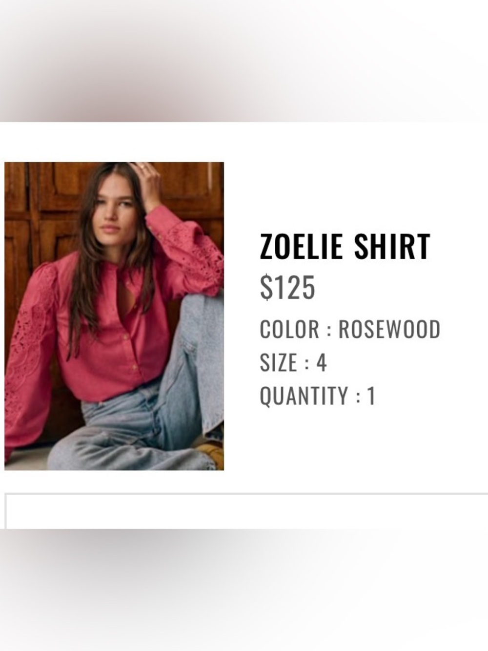 Sezane Zoelie Shirt Rosewood - Size 4